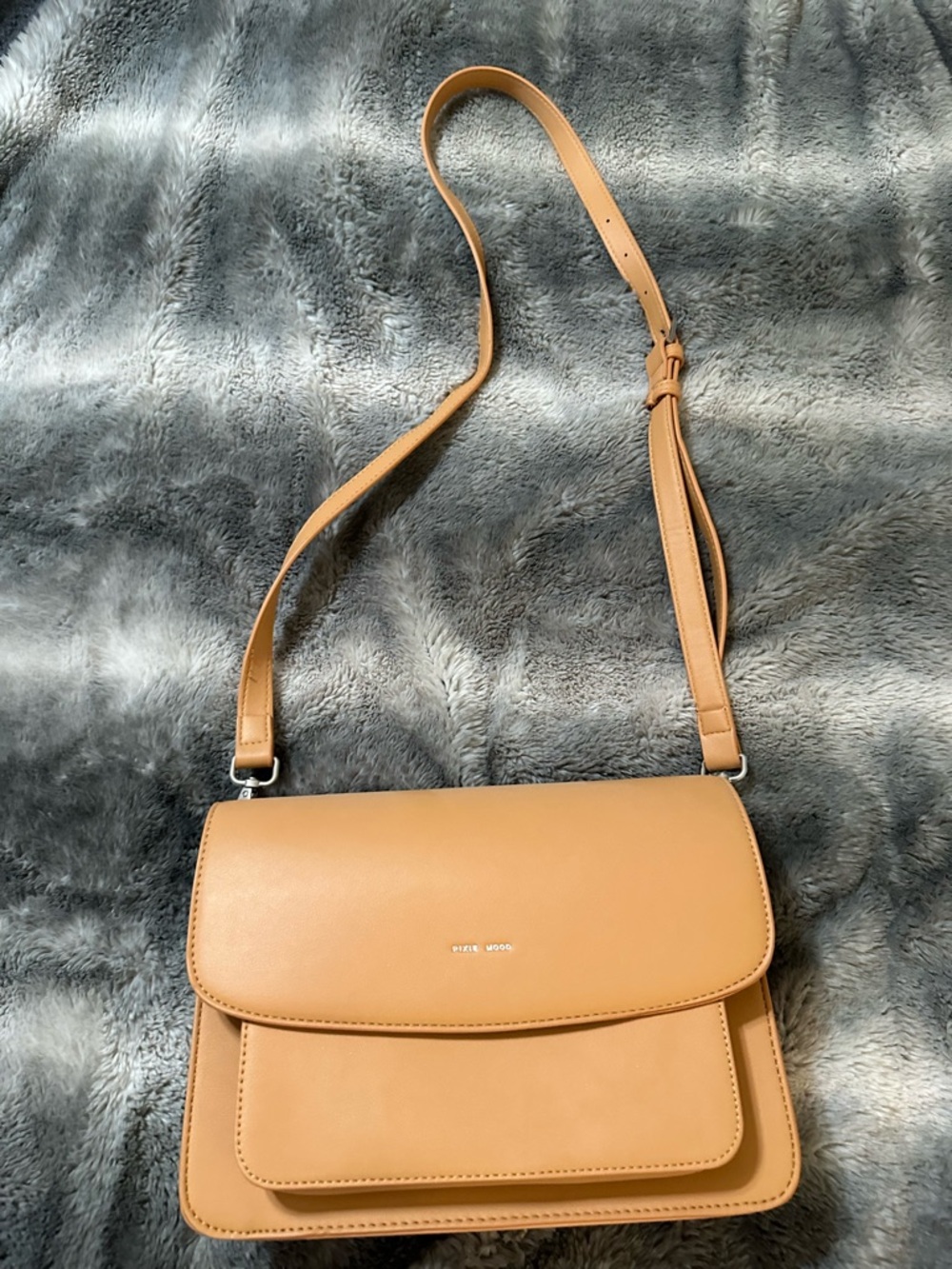 Pixie Wood Camel Leather Crossbody Bag